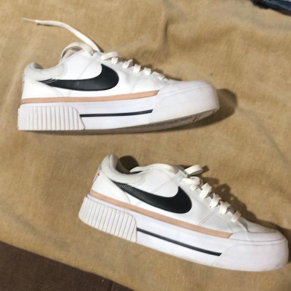 Worn just a few times Nike white black and tan shoes